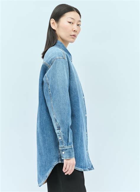 Washed organic denim shirt in blue 